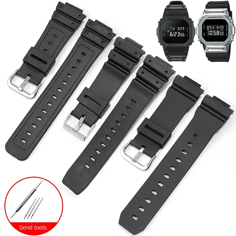 Rubber Watch Strap Substitute Small Square GM DW 5600 GA 2100 6900 9052 Series Convex Interface Silicone Watch Strap 16mm