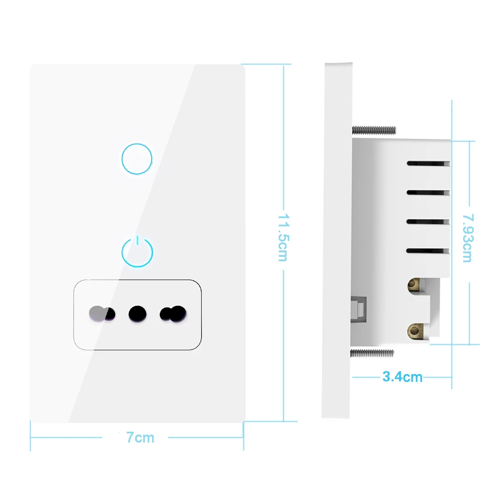 Tuya Wifi Smart Italy Light Switch EU Chile Outlet Wall Socket Glass Panel Italian Plug Intelligent Remote by Alexa Google Home