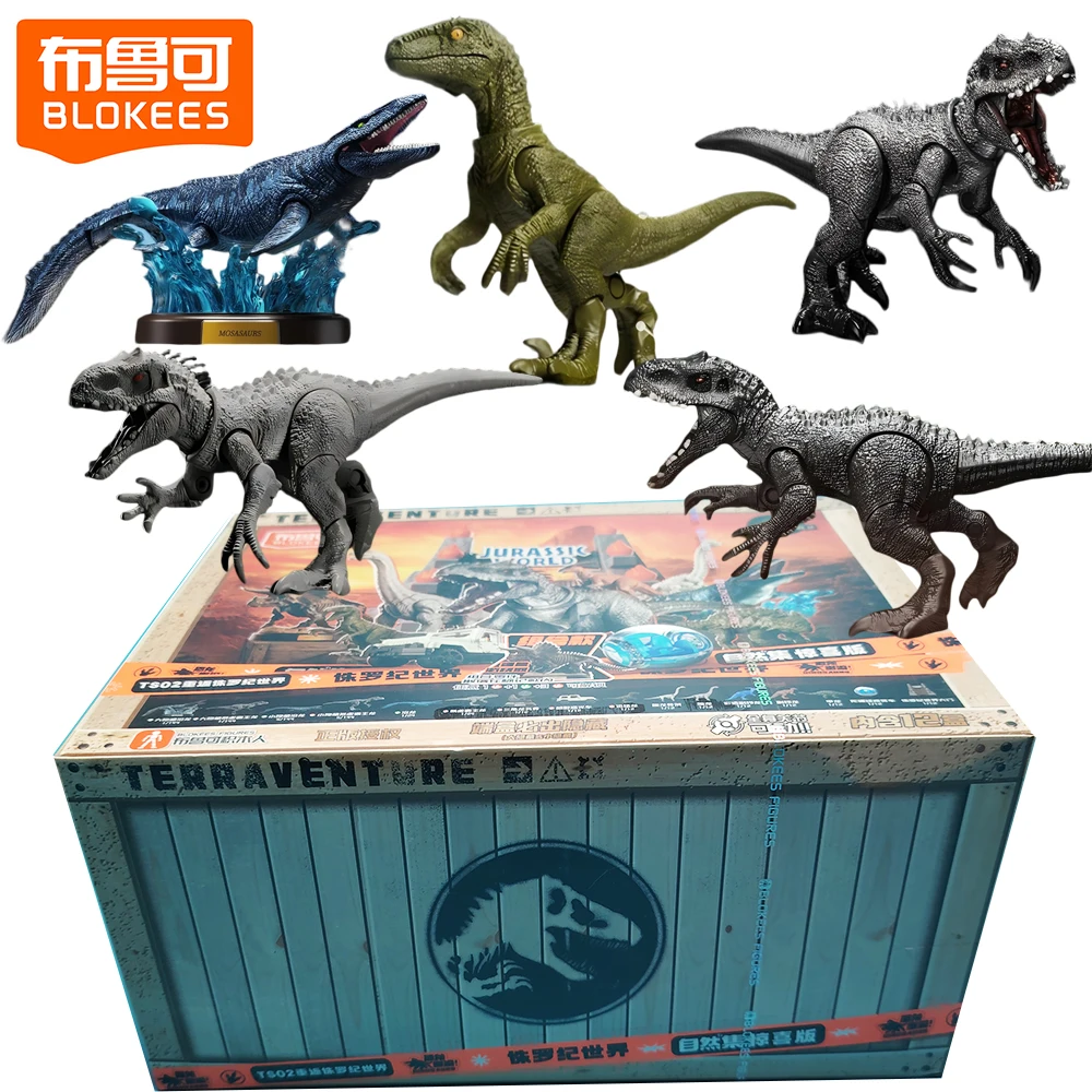 New BLOKEES Original Jurassic World Surprise Edition Blind Box Simulazione squisita Modello di cartone animato Giocattoli Regali decorativi per il desktop