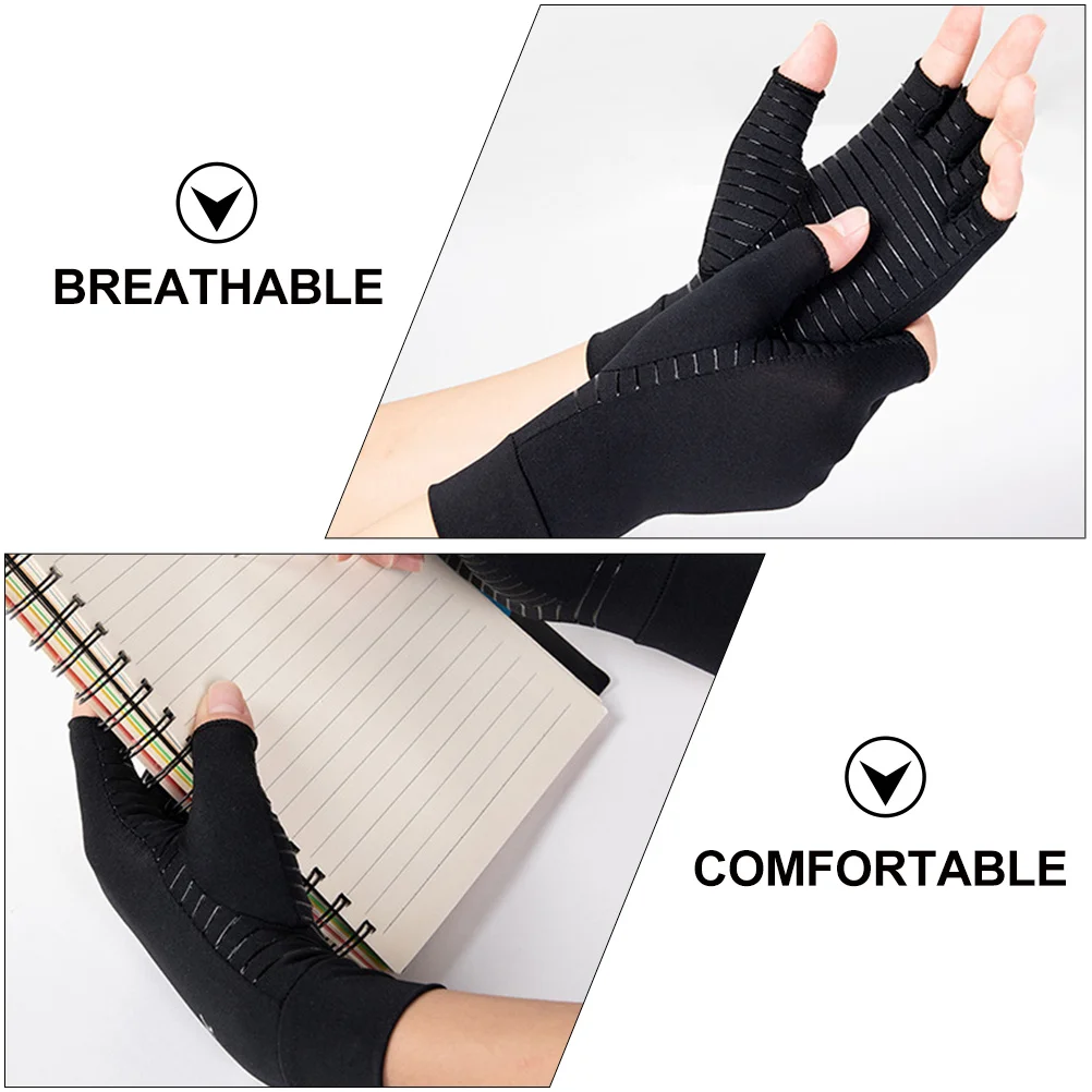 1Pair Anti-Slip Rehabilitation Gloves Lightweight Joint Support Wear-Resistant Half Finger Protection for Outdoor Activities