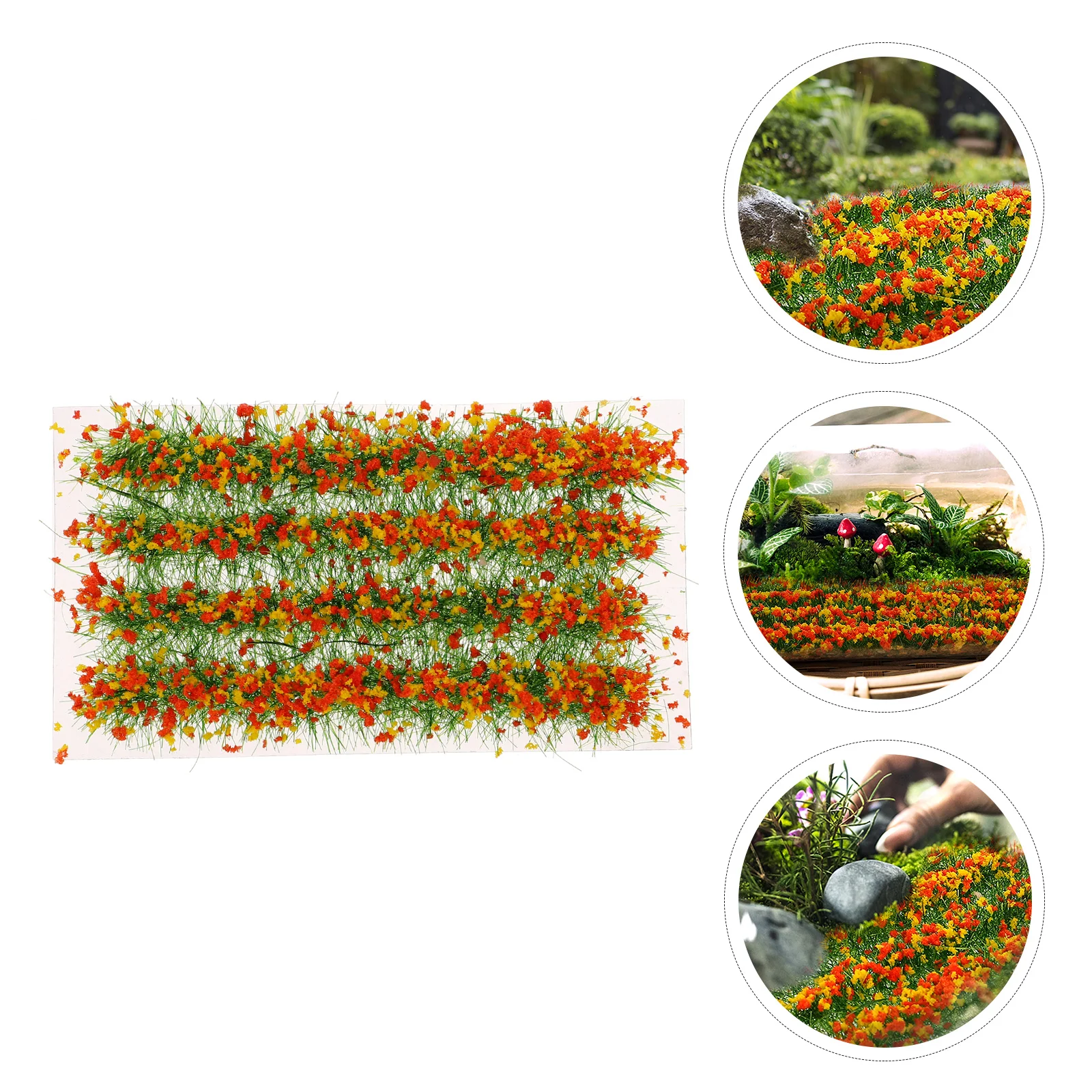 

Artificial Grass Mini House Plant Sand Table Adornment Flower Cluster Green Ornaments Decorate Fake Resin