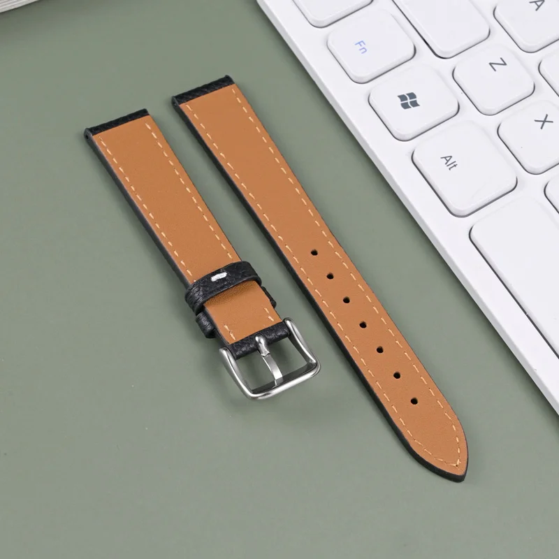 Vintage Style Handmade Palm Grain Calf Leather Watchband - Comfortable and Ultra-Thin for Men's Soft Cowhide Strap