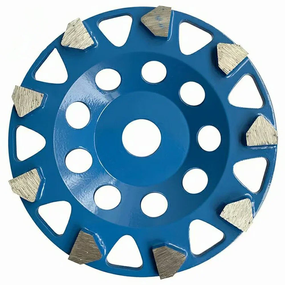 Disco abrasivo diamantato da 9 pezzi con segmenti a forma di proiettile e barre abrasive pentagono per pavimenti in cemento - Foro 22,23 mm