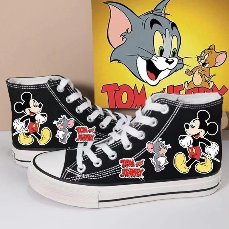 prawdziwe zdjęcia Tom i Jerry kot i mysz 2025 plus size Markowe studenci Mickey Girl sprots Canvas Buty męskie damskie Buty codzienne