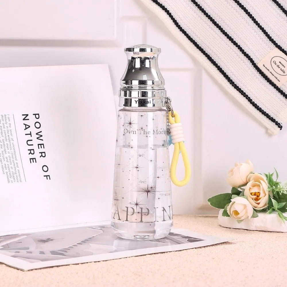 Portable Large Capacity Leopard Print Water Bottle 500ML Vintage Drink Bottle Bowknot Stars Plastic Kettle Juice Milk Tea Cup