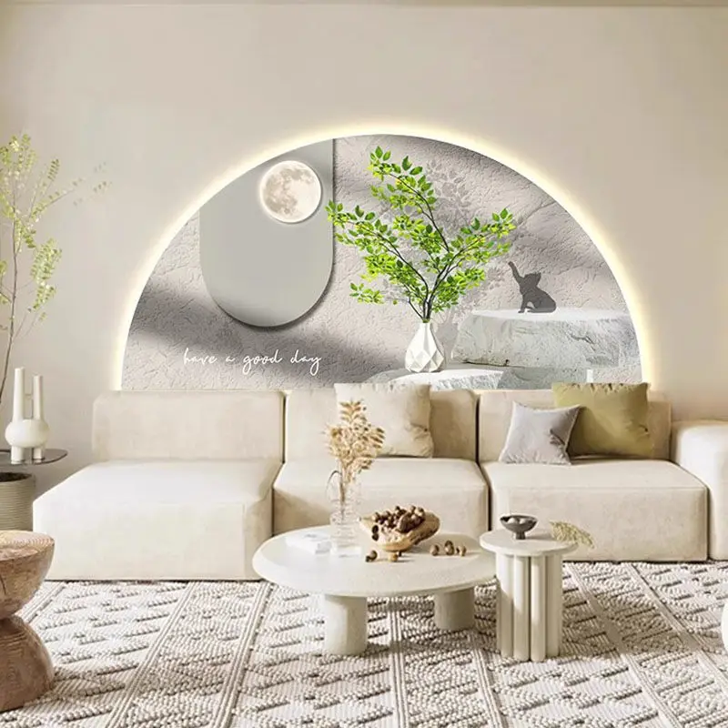 2024 Living Room Decorative Painting LED Door Is Facing the Wall Light Wall Decoration Cream Wind High-Grade Light Luxury
