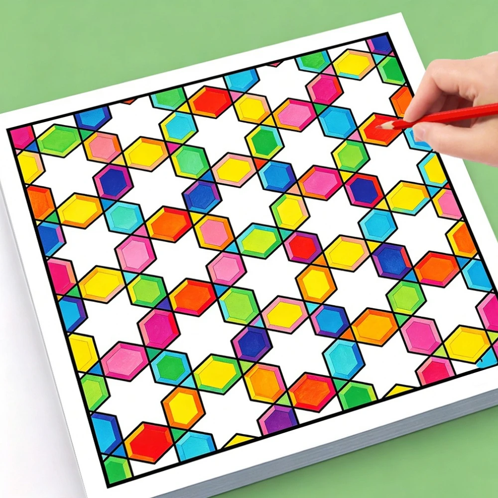 28 Pages Geometric Patterns Coloring Book Adult Stress Relief Abstract Geometric Line Drawing Relaxing Coloring Workbook