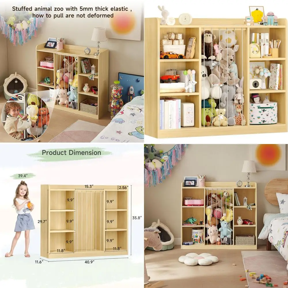 

Maple Wood Toddler Toy Storage: 8-Cubby Organizer for Plush Animals, Books, and Playroom Accessories
