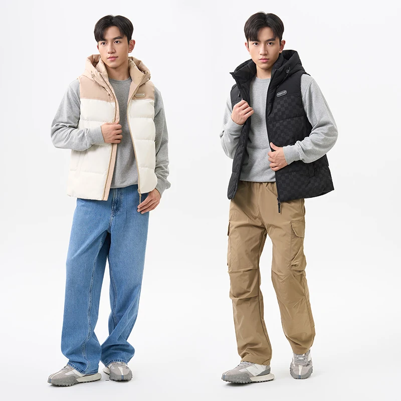 Chericom Men's Down Vest Hooded Sweatshirt Stand Collar Zippered Sleeveless Lightweight New Winter Warm  Puffer Vibe Y309953N