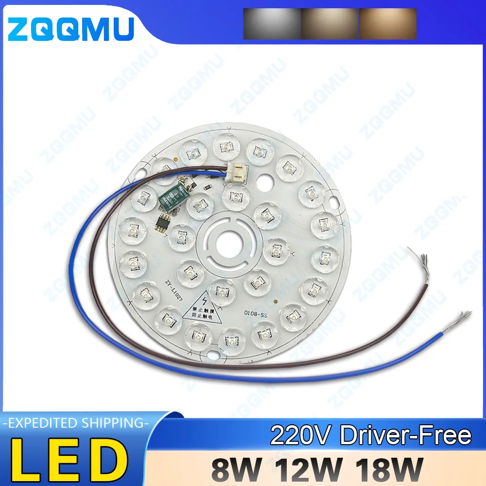 LED Panel Round Light 6W 12W 18W SMD2835 AC 220V Driver-Free LED Top Panel Round Light Panel LED Light Source