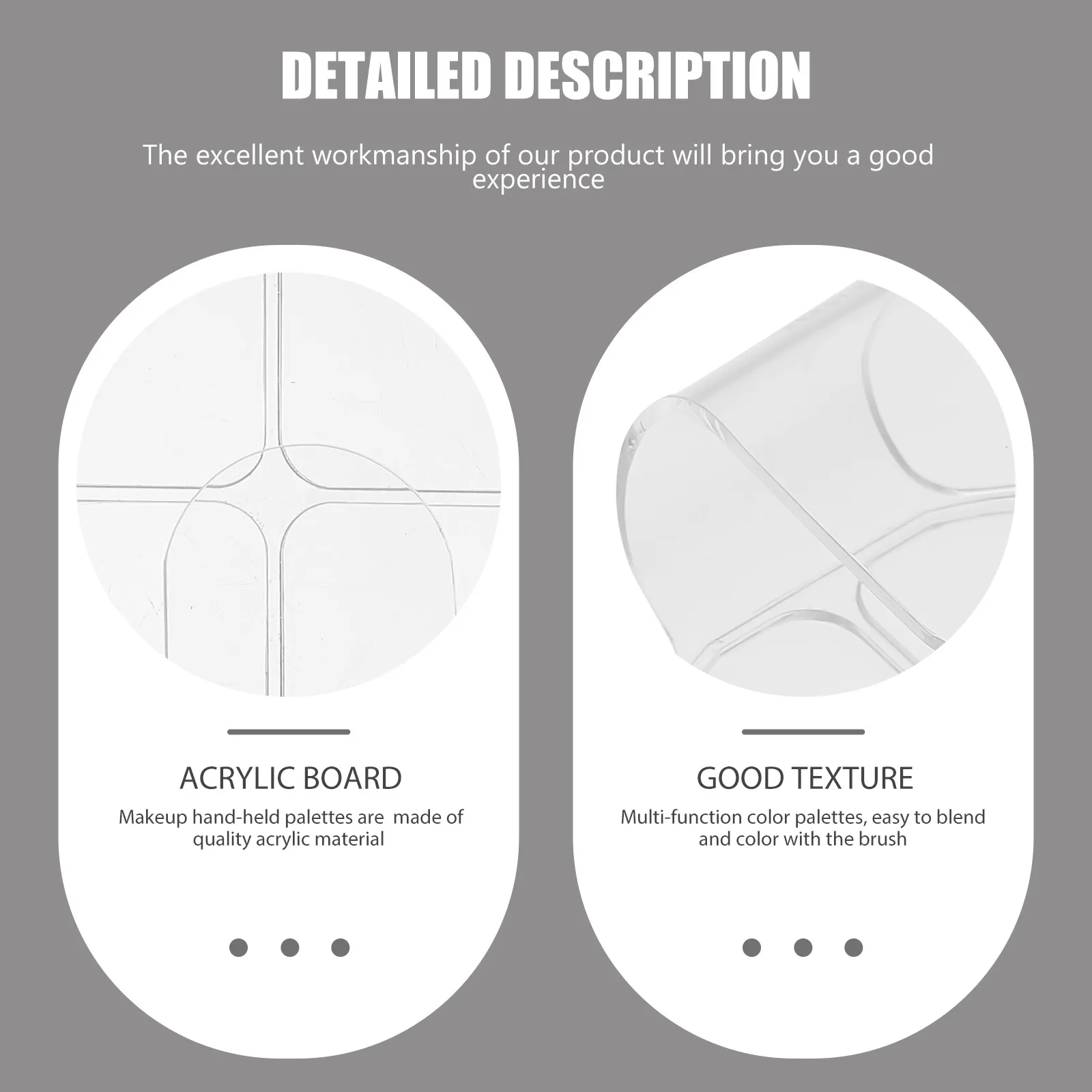2Pcs Leak-Resistant Clear Acrylic Handheld Makeup Palettes Color Mixing Trays for Foundation Cream Pigments Artists
