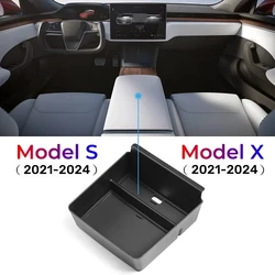 Boîte de rangement pour console centrale à carreaux, longue portée, accoudoir pour les placements, modèle S, modèle X, 2021-2024