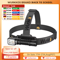 Wurkkos HD15 Headlamp 18650 2A Rechargeable Headlight 2000lm Dual LED LH351D+SST20 USB Reverse Charge Magnetic Tail Hiking