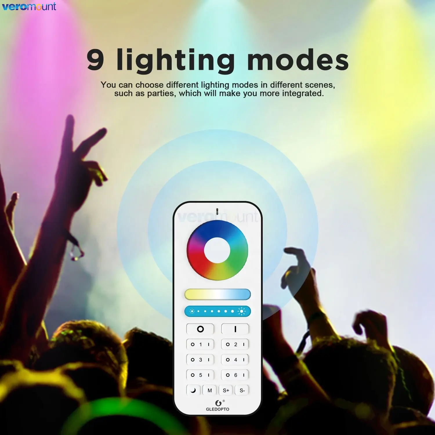 Smart Home 2.4G RGBCCT 6 Zone Group Control RF Remote Control Bekerja dengan Pro Series RGBCCT Controller LED Bulb Spotlight