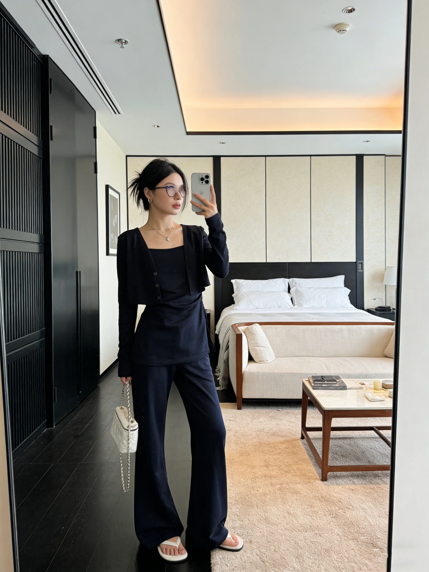 

Slimming Blue Cardigan And Crop Top Set Women's Fashion Spring Summer Casual High Waist Pants Breathable Korean Style Three P...