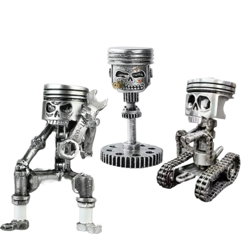 Carved Piston Skull Face Sculpture Resin Skull Artwork Statue Crafts Home and Office Personalised Desktop Decoration Ornaments
