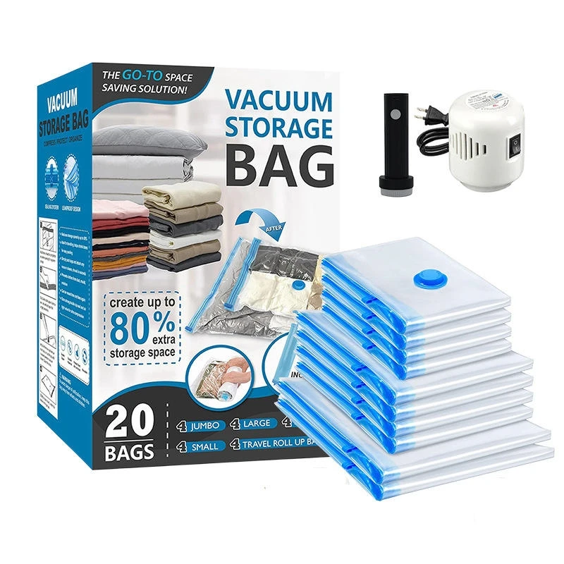 10/20 Pack Vacuum Storage Bags Airtight Vacuum Compression Storage Bags for Home, Travel, Blankets, Coats, Clothes