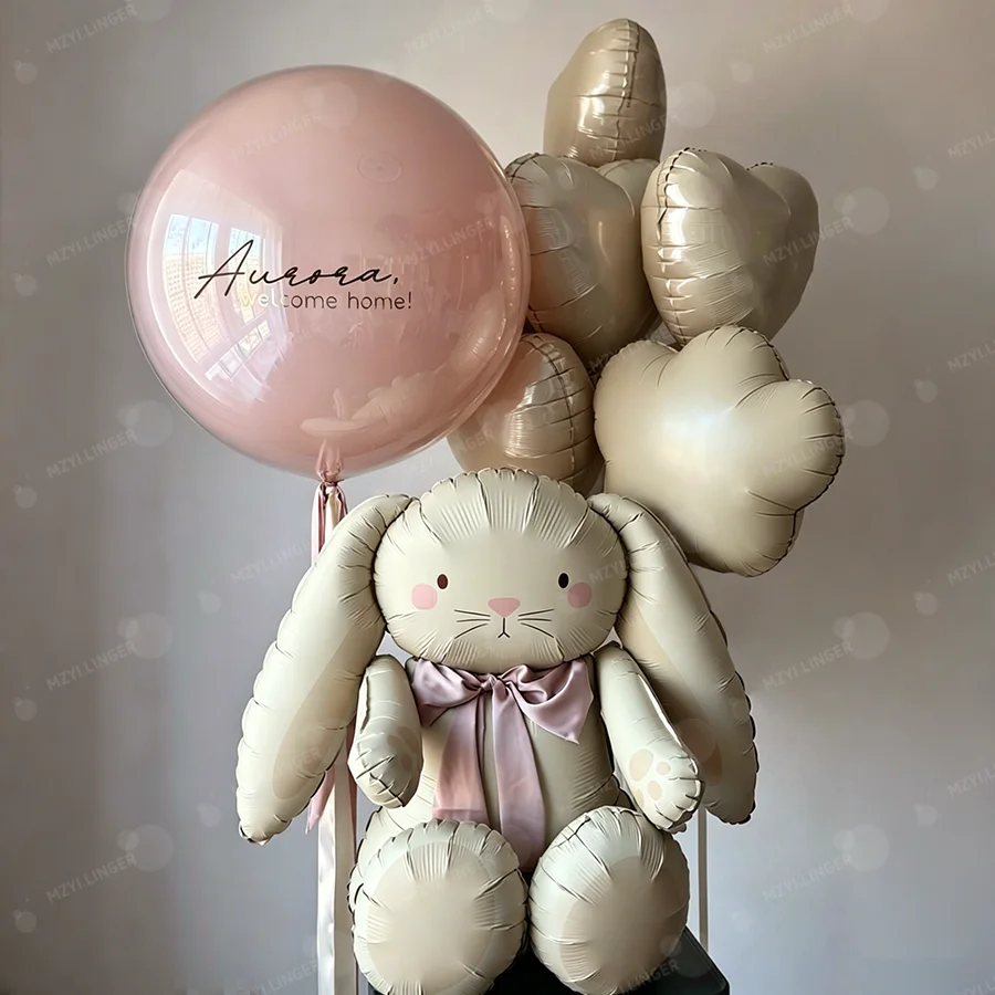 3D-Cartoon-Hasen-Ballon-Set, Wolkenballon, Herzförmiger Ballon für Babyparty, Heiratsantrag, Hochzeit, Geburtstagsfeier-Dekoration