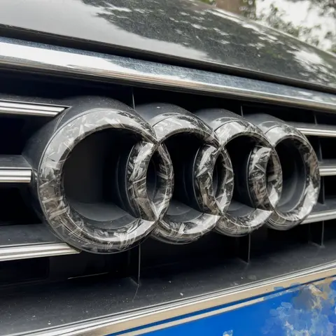 AUDI A6 2012-2022 4 링 로고 ABS 직접 덮힌 엠블럼 자동차 후드 전면 그릴 후면 트렁크 엠블럼 배지 A6 수리 액세서리