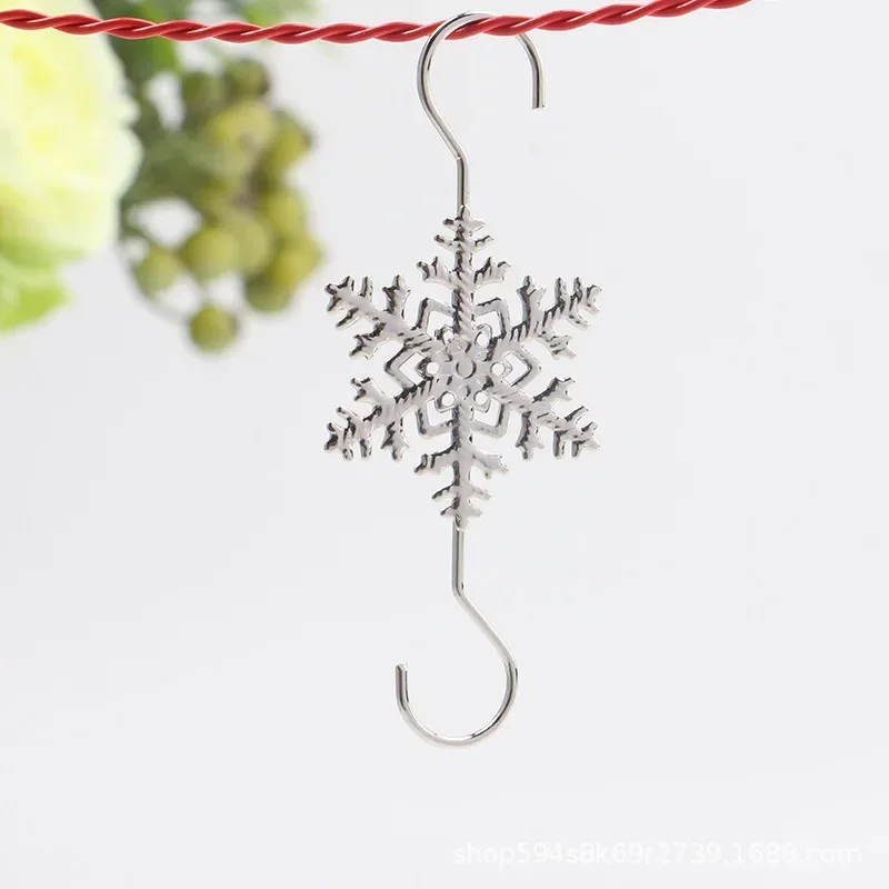 5pcs Navidad S-Shape Christmas Snowflake Hook Tree's Wire Ornament  Hanging Pendant Home Decor Fireplace Stocking Hooks