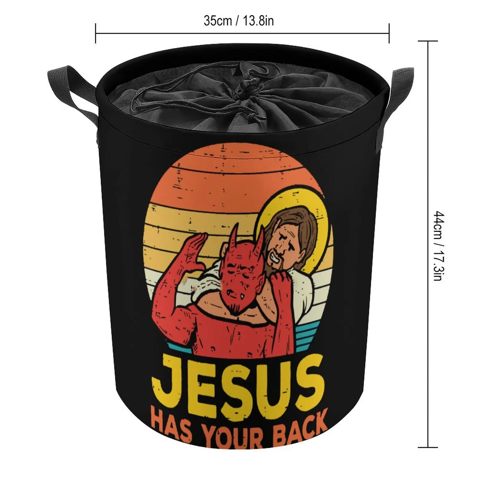 Tie Up Your Dirty Pocket Jesus Has Your Back Jiu Jitsu Retro Christian Organizer Division Premium Laundry Basket And Great to Th