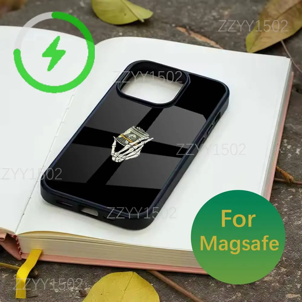 เคสโทรศัพท์ลายเงิน 100 ดอลลาร์ สำหรับ iPhone 17,16,15,14,13,12,11,Pro,Max,Plus,Mini,SE4,E รองรับการชาร์จไร้สาย Magsafe