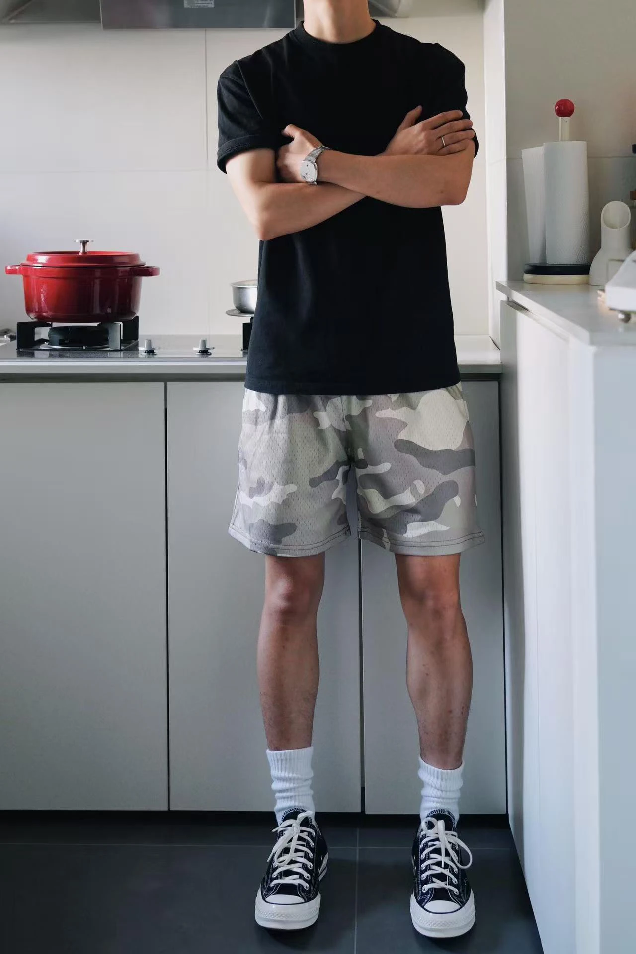 

Летние винтажные американские камуфляжные мужские повседневные свободные спортивные брюки до колена с прямыми штанинами и эластичной резинкой на талии