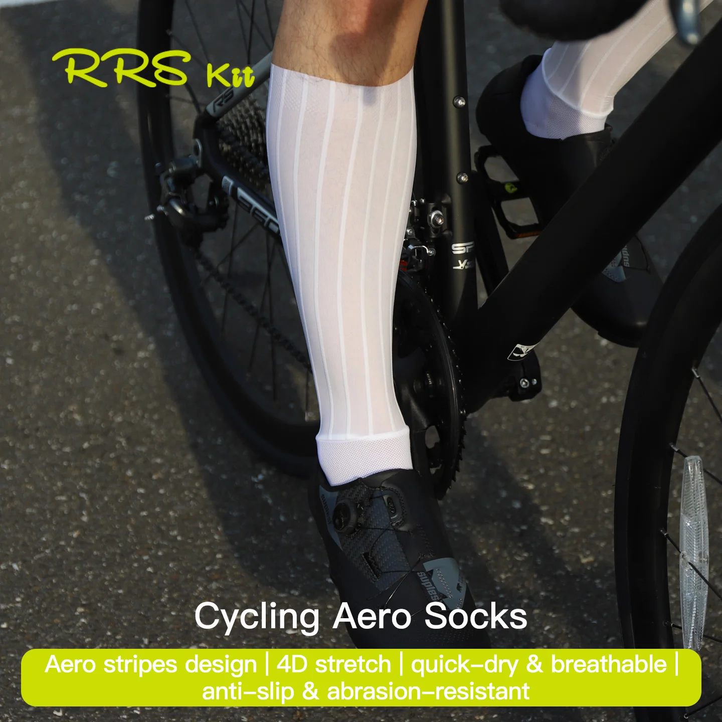 

Rrskit Areoy Cycling Long Socks Breathable Wear-resistant TPU Anti-Slip Segmented Design Lightweight Unisex Aerodynamic Socks