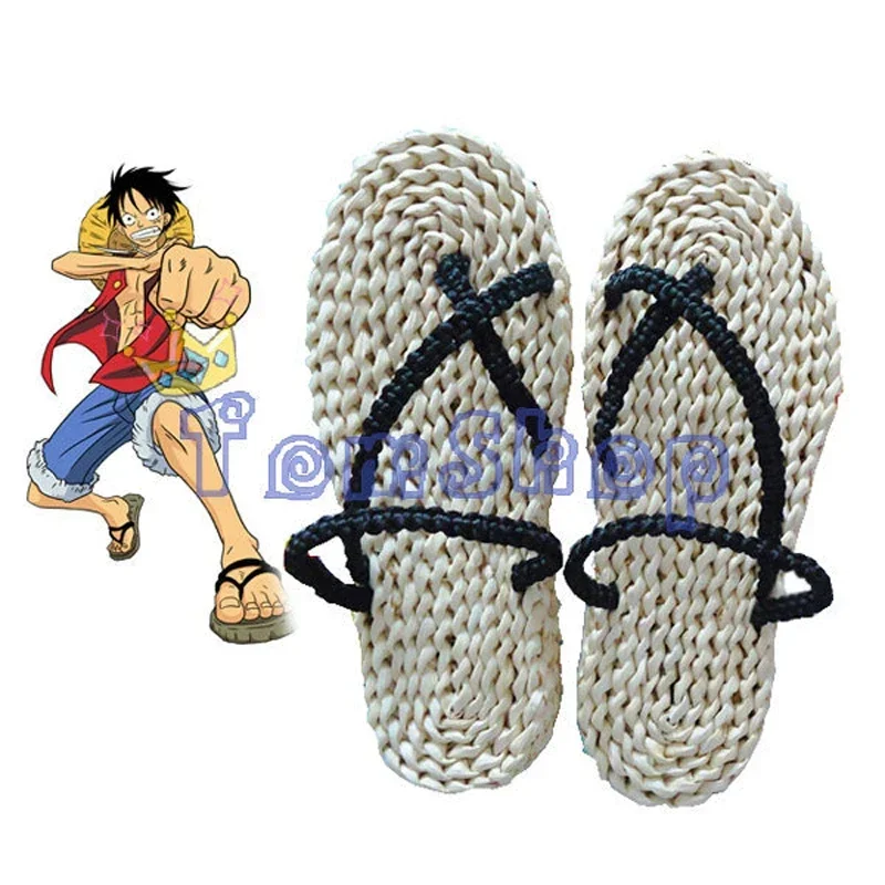 

Anime One Piece Monkey D Luffy Cosplay Costume Straw Shoes Handmade Sandals Slippers Free Shipping