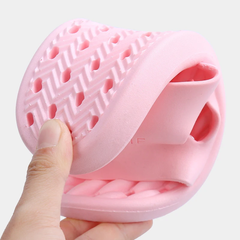 Simple Solid Color Slippers Bathroom Shower PVC Anti-slip Leaky Flip-flops Men Women Couples Shoes Indoor Comfortable