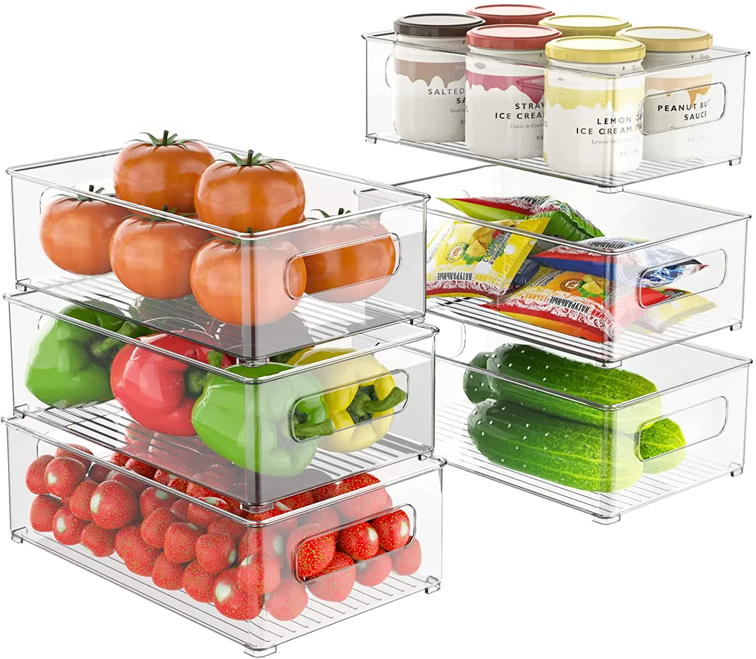 

Pantry Handle Tool Refrigerator Stackable With Storage Bins Box Organizer Organizer 1/4pc Food Freezer Food Fridge Plastic