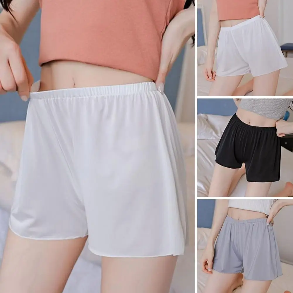 Loose Women Safety Shorts Anti-exposure Breathable Homewear Underwear Elastic Waist Thin Satin Summer Mini Pants for Daily Wear