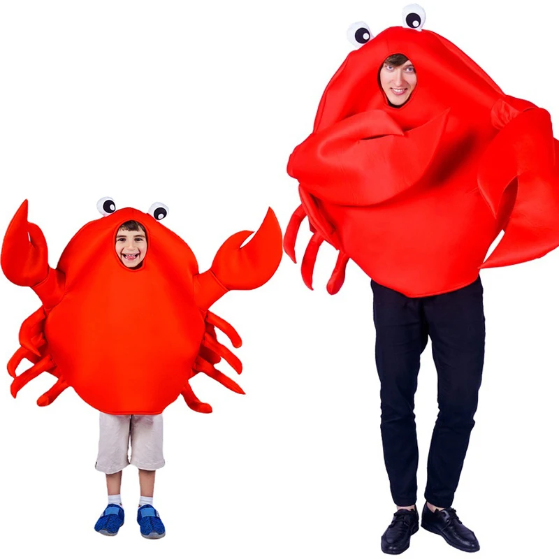 Halloween Unisex Adult Children Crab Lobster Costumes Men Women Sponge Suit Purim Party Fancy Dress Cosplay Costume