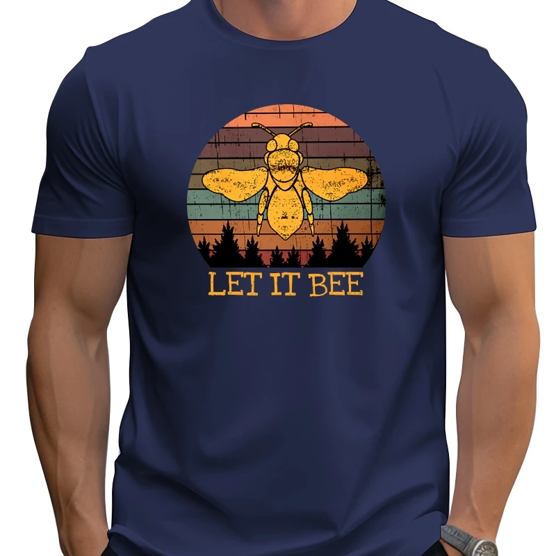 

Vintage Cute Bee Graphic Let It Bee T Shirt Men T Shirt Summer Cotton T-shirt Tees Streetwear Harajuku