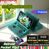 Retroid Pocket Flip2 Retro Handheld Game Console Android13 5.5 Inch AMOLED Touch Screen Video Player Wifi Bluetooth PSP PS2 Gi