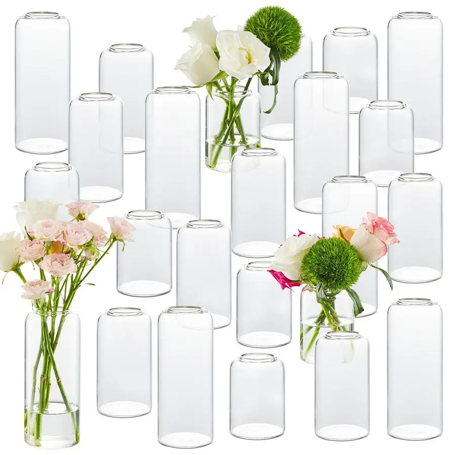 

Bud Vases Set of 24, Clear Flower Vase for Centerpieces, Small Vases for Flowers, Decor Centerpiece for Bathroom, D Customizable