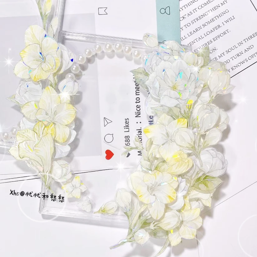 

White Jasmine Floral Washi PET Tape Shiny