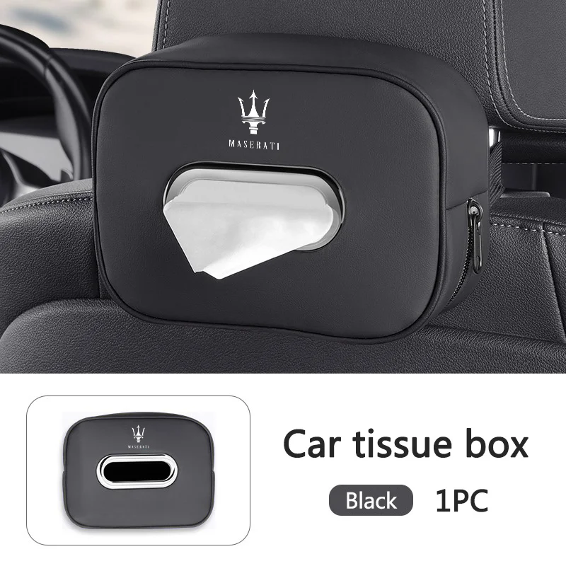 1pcs Car Tissue Organizer Bag Paper Towel Storage Box Accessories For Maserati Granturismo Quattroporte Levante Coupe GTS