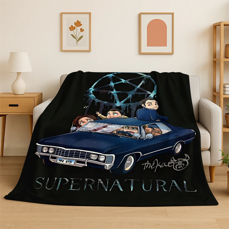 SPN Supernatural Dean Sam TV Flanelldecke, weiche, warme Decke für Schlafzimmer, Wohnzimmer, Bett, Reisen, Camping, Picknick, Kinder