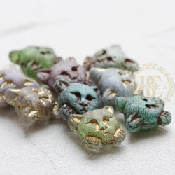 One Piece Czech Glass Cat Bead - Varies Colors 17mm (CZE-3)