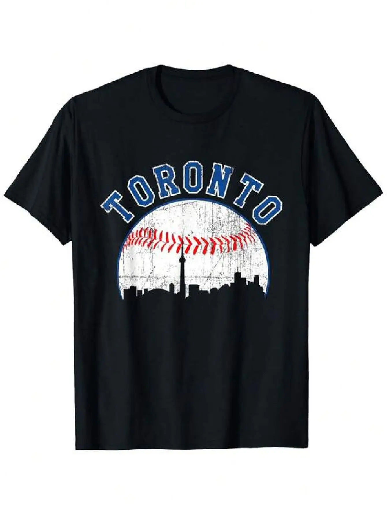 

Мужская винтажная бейсбольная футболка Toronto, хлопковая ретро кленовая футболка с рисунком CN Tower, сине-белая дышащая ткань с надписью Toronto
