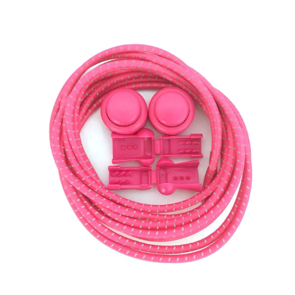1Pair Reflective Elastic Lazy Shoelaces Pink Sports Shoe Laces Running Hiking Jogging Climbing Adjustable Fit Kids Adults