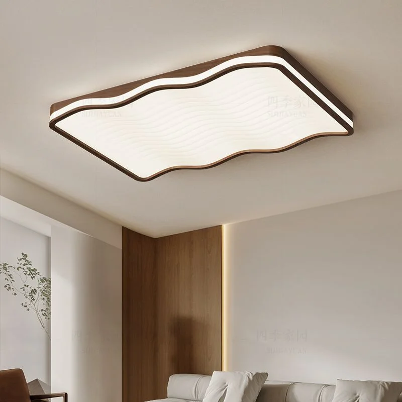 

Cream style antique living room ceiling light, simple retro solid wood new Chinese style eye protection light