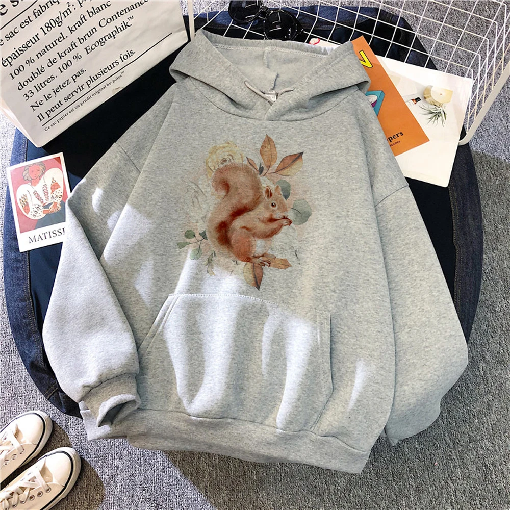 

Squirrel hoodies women Korean style vintage long sleeve top anime sweatshirts tracksuit women aesthetic pulls