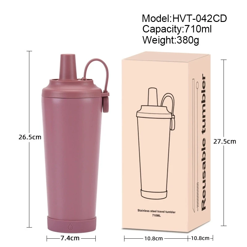 Nowy Kubek Termiczny 710ML Przenośny Kubek z Magnetycznym Uchwytem Kubek z Dużym Otworem na Słomkę Kubek z Powłoką Ceramiczną Wewnętrzna Warstwa Ceramiczna Kubek na Wodę