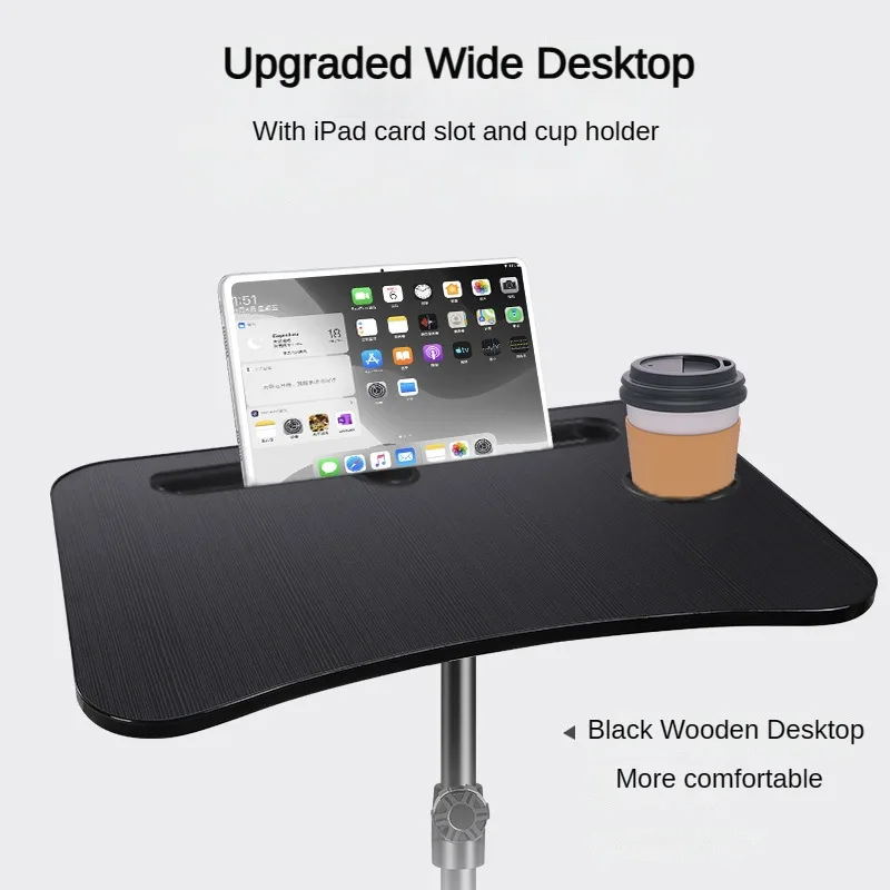 Liftable Laptop Tripod Stand, Foldable Laptop Desk on Wheels with Tray Cup Holder, Portable Projector Floor Stand Workstation