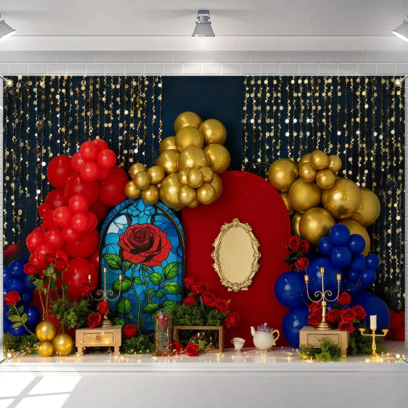 

LS Photography Backdrop Fairy Tale World Flowers Balloon Decoration Baby Shower Newborn 1st Party Background For Photograph