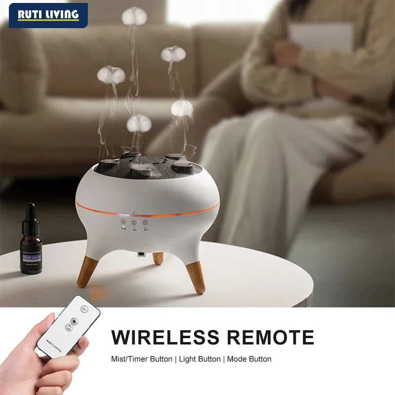 RUTI NEW Aromatherapy Essential Oil Diffuser Wood Grain Remote Control Ultrasonic Air Humidifier Cool with 7 Color LED Lights