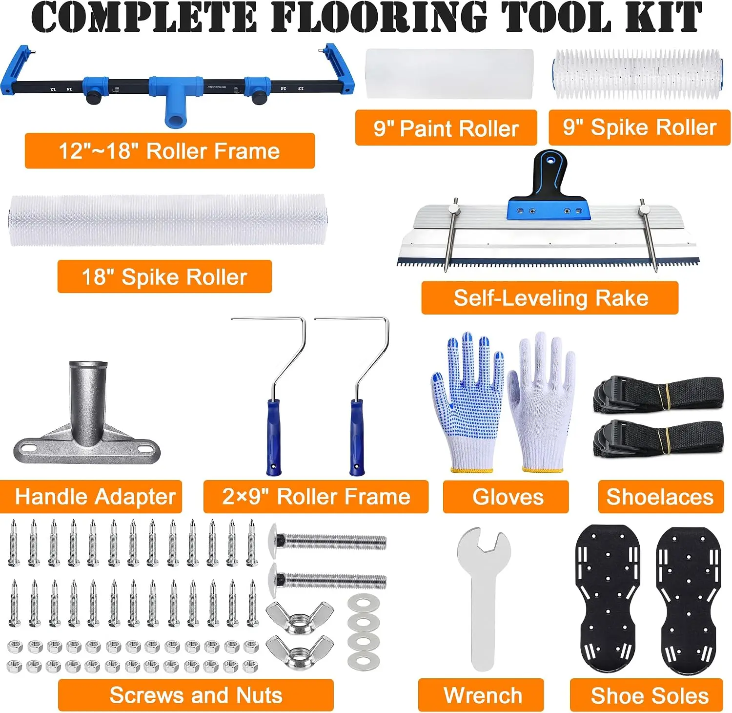 18-Inch Complete Self Leveling Tool Kit, Epoxy Floor Tool Kit