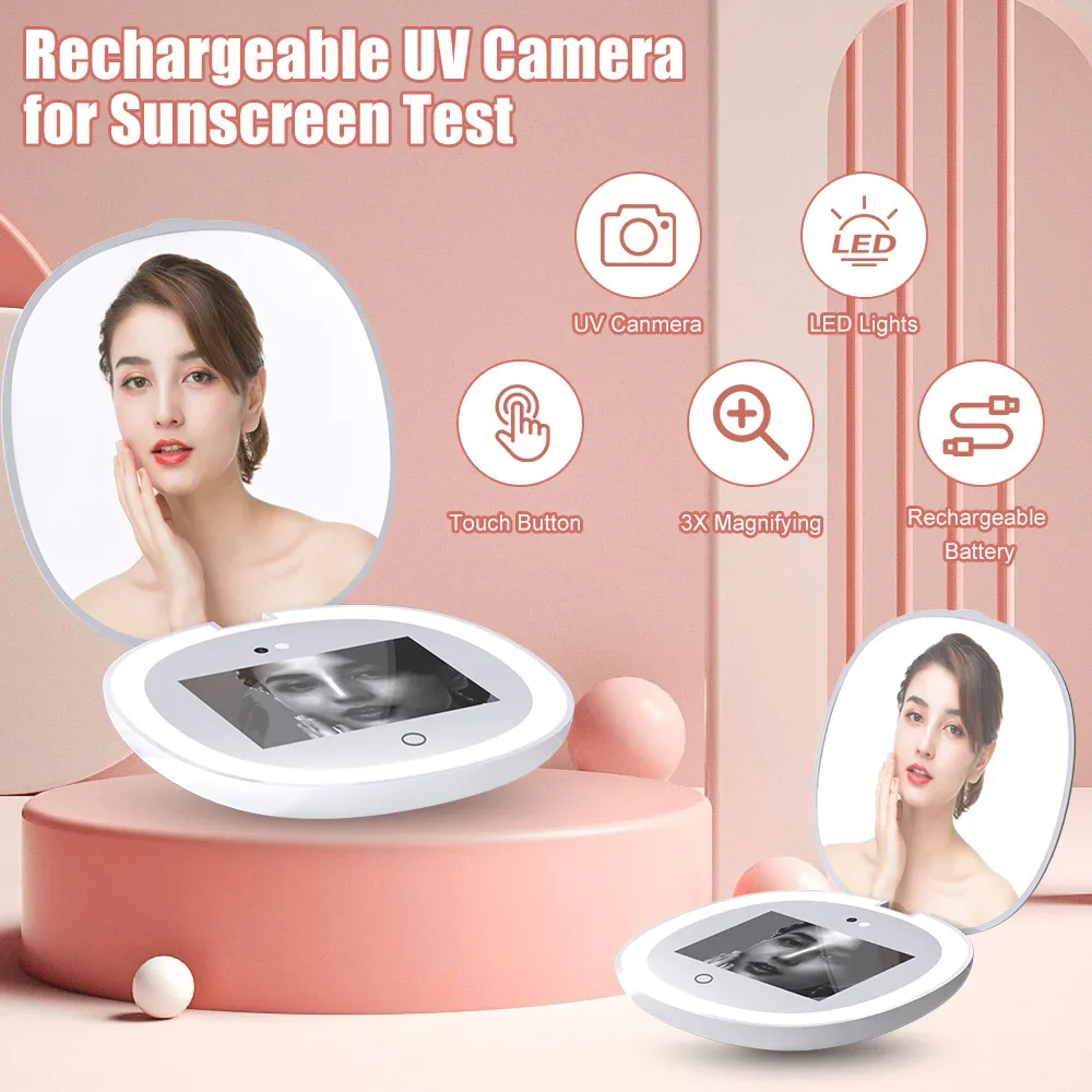 Hot-selling LED smart makeup mirror, smart UV sunscreen beauty makeup mirror, portable charging eye protection